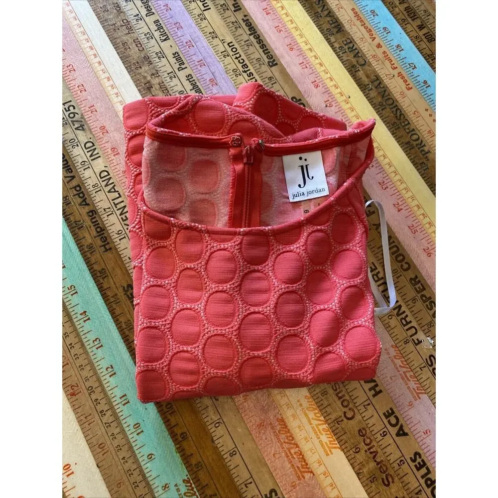 JULIA JORDAN Size 6 Tank Dress Coral Pink Textured Sleeveless Shift MIDI Size S